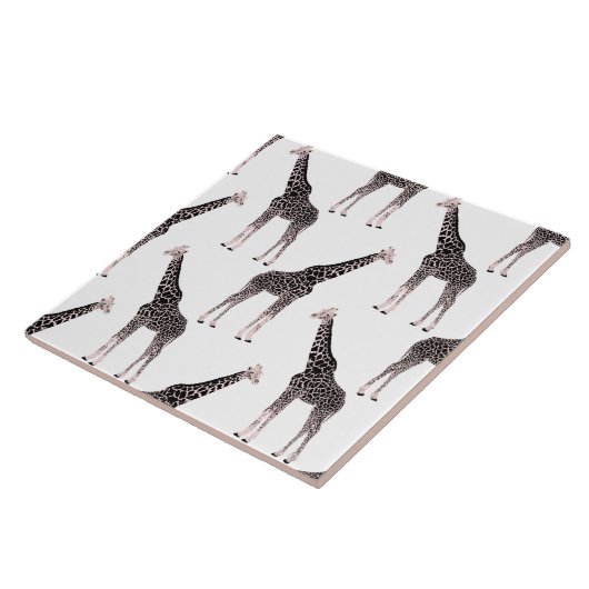 Niedliche Schwarz-weiße Rosa Giraffe Fliese (Seite)