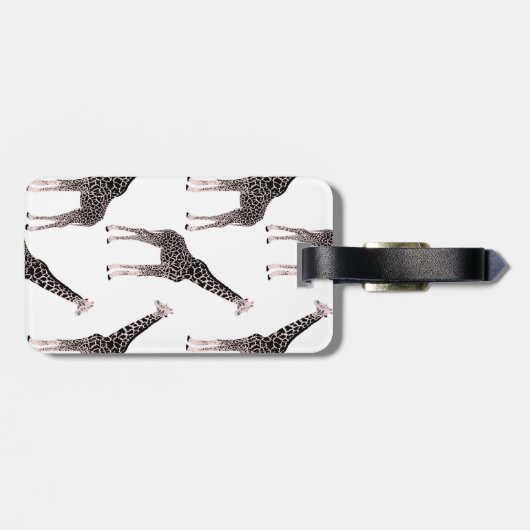 Niedliche Schwarz-weiße Rosa Giraffe Gepäckanhänger (Rückseite horizontal)