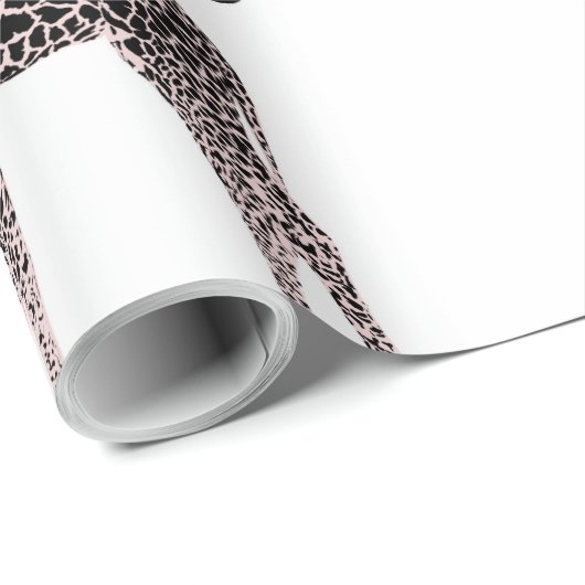 Niedliche Schwarz-weiße Rosa Giraffe Geschenkpapier (Rolleneckpunkt)
