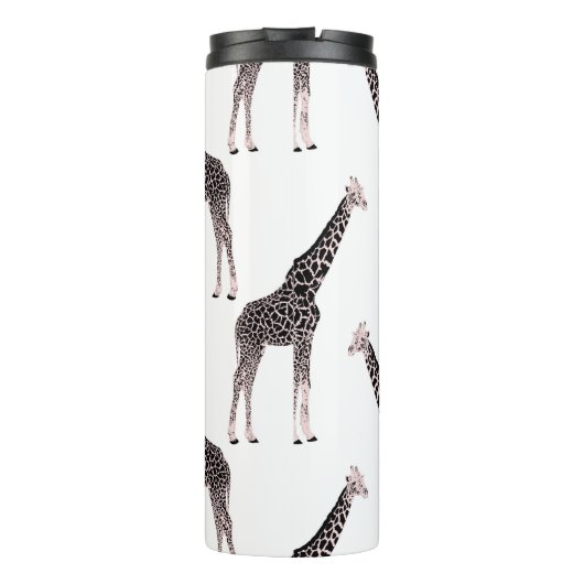 Niedliche Schwarz-weiße Rosa Giraffe Thermosbecher (Rückseite)