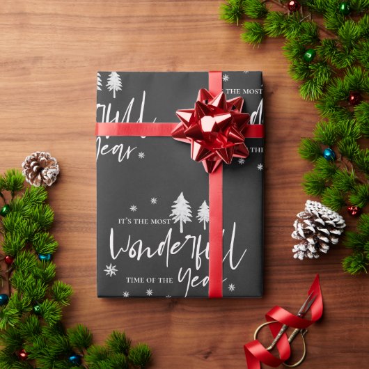 Niedliche Schwarz-weiße schönste Zeit des Jahres Geschenkpapier (Feiertagsgeschenk)