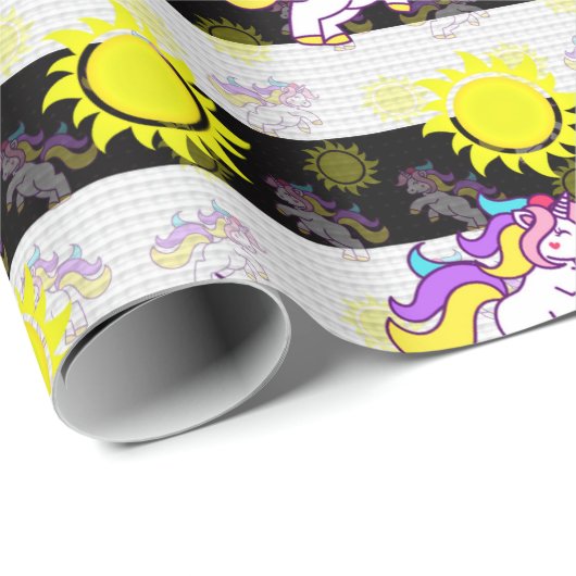 Niedliche Schwarz-weiße Sonnenterrasse Entwürfe Geschenkpapier (Rolleneckpunkt)