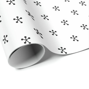 Niedliche Schwarz-weiße Sterne Schneeflocken Geschenkpapier
