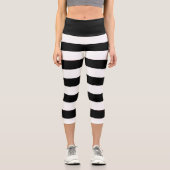 Niedliche schwarz-weiße Streifen Capri Leggings (Vorderseite)