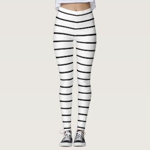 Niedliche Schwarz-weiße Streifen Leggings