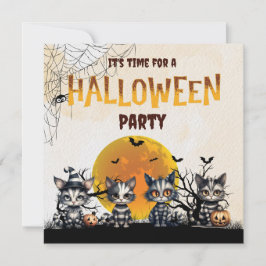 Niedliche Schwarz-weiße Strip Halloween Ghost Kitt Einladung