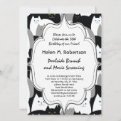 Niedliche Schwarz-weiße und graue Katzen Geburtsta Einladung (Rückseite)