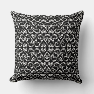Niedliche Schwarz-weiße Vintage Herzdesign Kissen