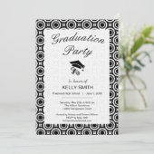 Niedliche Schwarz-weiße Zickzackzirkulation Gradui Einladung (Stehend Vorderseite)