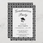 Niedliche Schwarz-weiße Zickzackzirkulation Gradui Einladung (Vorne/Hinten)