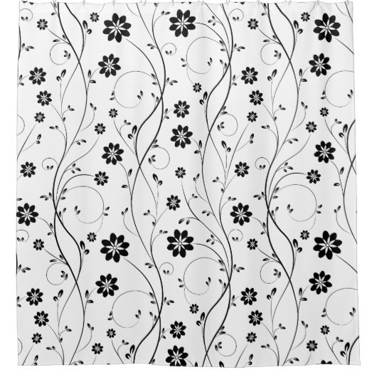 Niedliche schwarze Blume und Buds Duschvorhang (Vorderseite)