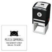 Niedliche schwarze Cat Peeking oben Adresse Permastempel (Beispiel)