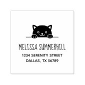 Niedliche schwarze Cat Peeking oben Adresse Permastempel (Design)