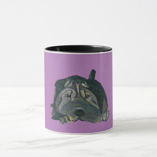 Niedliche Schwarze Chinesische Shar Pei Tasse (Zentrum)