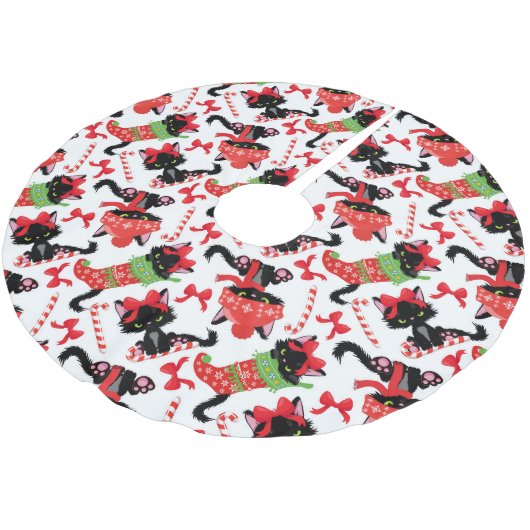 NIEDLICHE SCHWARZE CHRISTMAS KITTEN IN STRÜMPFEN POLYESTER WEIHNACHTSBAUMDECKE (Schrägansicht)