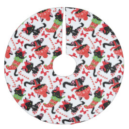 NIEDLICHE SCHWARZE CHRISTMAS KITTEN IN STRÜMPFEN POLYESTER WEIHNACHTSBAUMDECKE