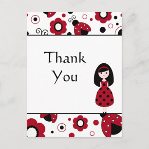 Niedliche schwarze Dame Bugs Danke Postcard Postkarte
