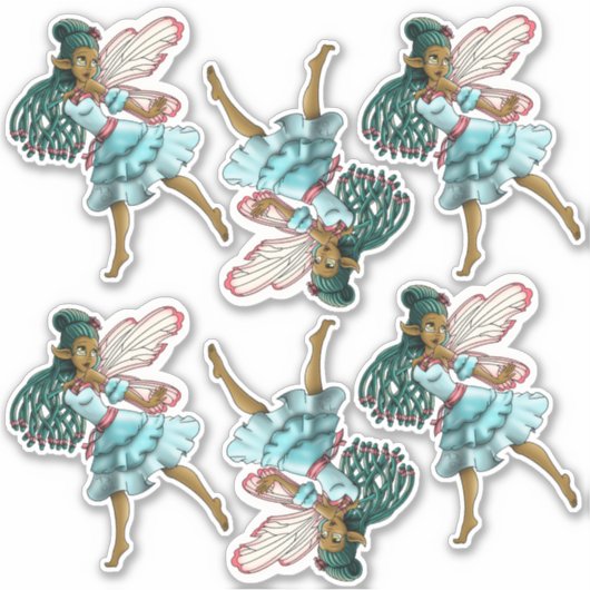 Niedliche schwarze Fairies Aufkleber (Vorderseite)