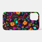 Niedliche, schwarze, farbige abstrakte Blume Case-Mate iPhone Hülle (Rückseite (Horizontal))