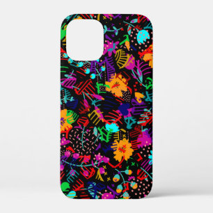 Niedliche, schwarze, farbige abstrakte Blume Case-Mate iPhone Hülle