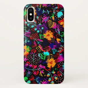 Niedliche, schwarze, farbige abstrakte Blume Case-Mate iPhone Hülle