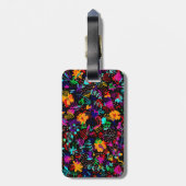 Niedliche, schwarze, farbige abstrakte Blume Gepäckanhänger (Rückseite vertikal)