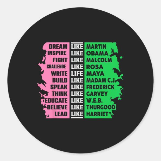 Niedliche Schwarze Geschichte Monat Aka Spaß T-Shi Runder Aufkleber (Vorderseite)