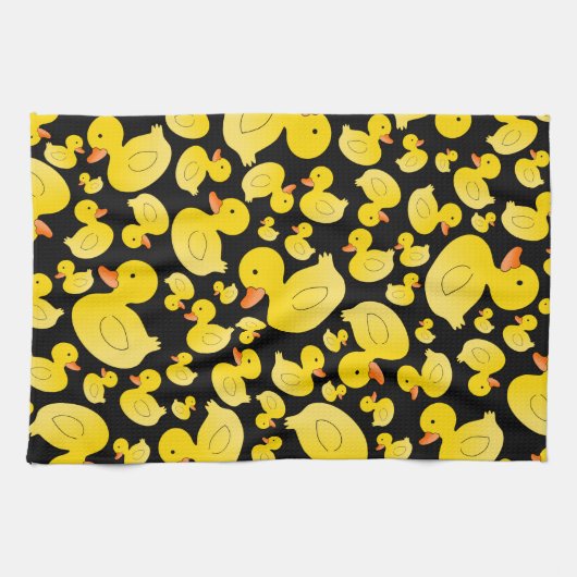 Niedliche schwarze Gummienten Küchentuch (Horizontal)