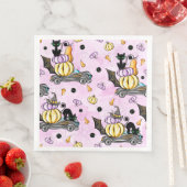 NIEDLICHE SCHWARZE HALLOWEEN KATZEN MIT PUMPKINS R SERVIETTE (Beispiel)