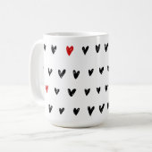 Niedliche schwarze Herzen Kaffeetasse (Vorderseite Links)