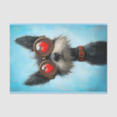 Niedliche schwarze Hunde-Herz-Goggles BW8 Decoupag Seidenpapier (Vorderseite)