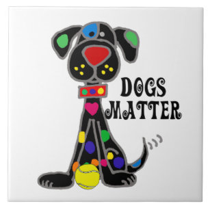 Niedliche Schwarze Hunde Matter Cartoon Fliese