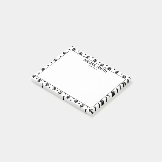 Niedliche schwarze Hundepfähle und Herz - Personal Post-it Klebezettel (angewinkelt)