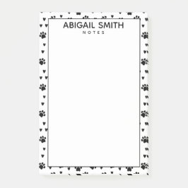 Niedliche schwarze Hundepfähle und Herz - Personal Post-it Klebezettel