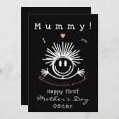 Niedliche Schwarze Karte zum Ersten Muttertag (Vorne/Hinten)