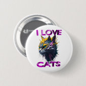 Niedliche schwarze Katze 1 Button (Vorne & Hinten)