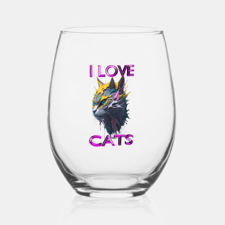 Niedliche schwarze Katze 1 Weinglas Ohne Stiel