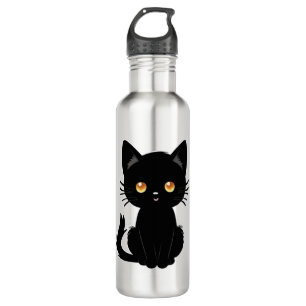 Niedliche Schwarze Katze 2 Edelstahlflasche
