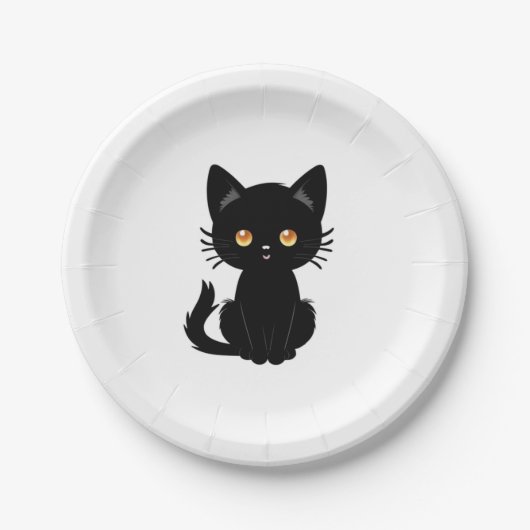 Niedliche Schwarze Katze 2 Pappteller (Vorderseite)