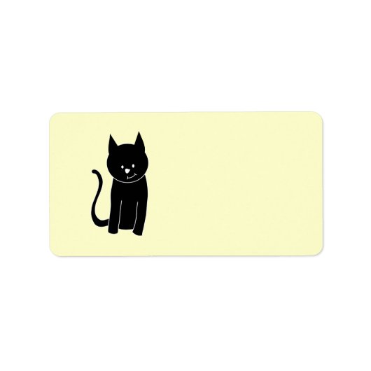 Niedliche Schwarze Katze Adressaufkleber (Vorne)