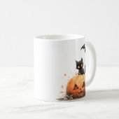 Niedliche schwarze Katze auf KürbisHalloween Kaffeetasse (VorderseiteRechts)