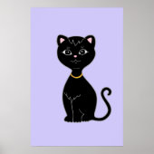 Niedliche Schwarze Katze auf Light Periwinkle Poster (Vorne)