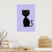 Niedliche Schwarze Katze auf Light Periwinkle Poster (Küche)