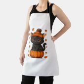 Niedliche schwarze Katze auf Pumpkin Fall Ästhetik Schürze (InSitu)