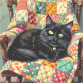 Niedliche schwarze Katze auf Rockstuhl Aufkleber (Vorderseite)