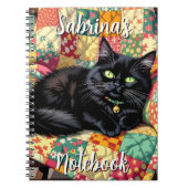 Niedliche schwarze Katze auf Rockstuhl Personalisi Notizblock (Vorderseite)