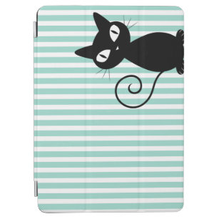 Niedliche schwarze Katze auf Streifen iPad Air Hülle