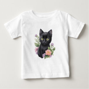 Niedliche schwarze Katze Baby T-shirt