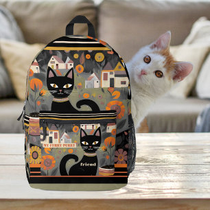 Niedliche Schwarze Katze Bedruckter Rucksack