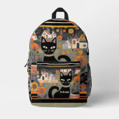 Niedliche Schwarze Katze Bedruckter Rucksack (Vorderseite)